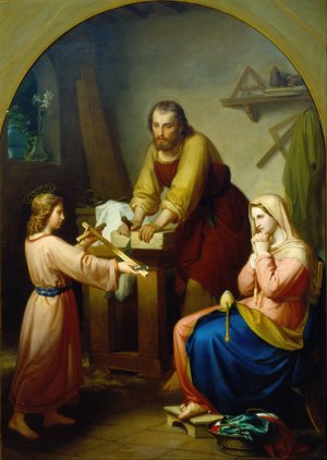 The Holy Family by Rafael Flores Oil Painting