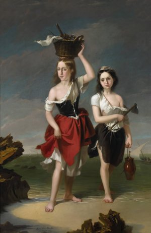 The Shell Seekers by Rafael Garcia Hispaleto Oil Painting
