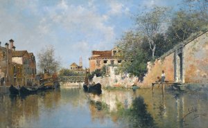 A Venetian Canal by Rafael Senet Y Perez Oil Painting