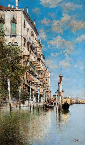 Along the Grand Canal by Rafael Senet Y Perez Oil Painting