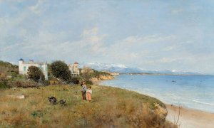 On the Mediterranean by Rafael Senet Y Perez Oil Painting