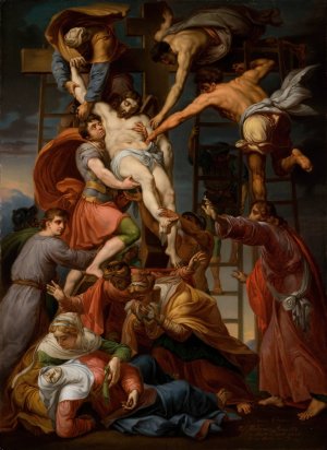 Deposition from the Cross by Rafal Hadziewicz Oil Painting