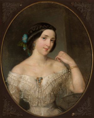 Portrait of Maria Ludwika Blumenfeld nee Kobylecka by Rafal Hadziewicz Oil Painting
