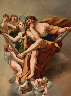 Saint Matthew and Angels by Rafal Hadziewicz Oil Painting