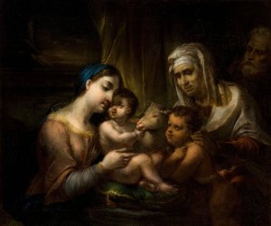 The Holy Family by Rafal Hadziewicz Oil Painting