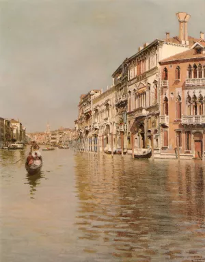 On The Grand Canal by Raffaele Tafuri Oil Painting