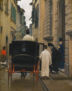 Boarding the carriage, Rome by Raffaello Sorbi Oil Painting