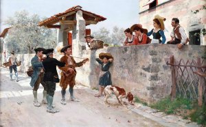 La serenata by Raffaello Sorbi Oil Painting