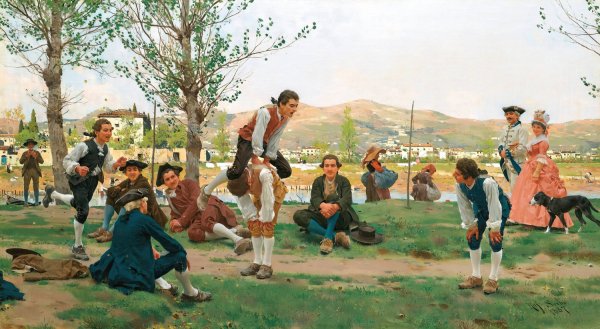 Saltarello Cavallucio  by Raffaello Sorbi - Hand-Painted Oil Painting Reproduction