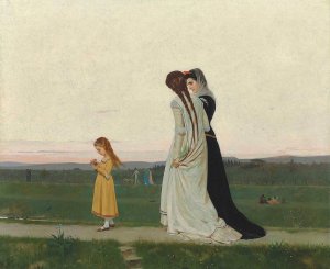 The Evening Walk-Environs of Florence by Raffaello Sorbi Oil Painting