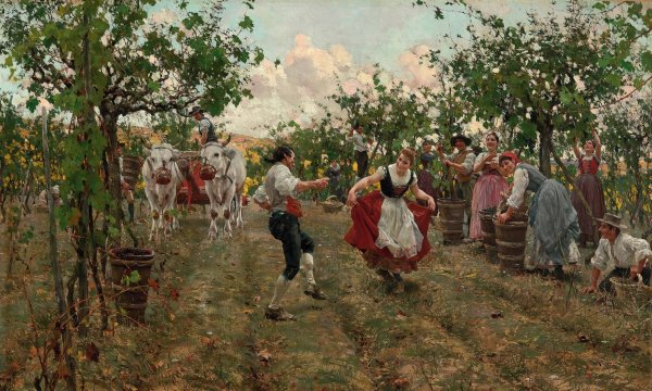 The Harvest Dance  by Raffaello Sorbi - Hand-Painted Oil Painting Reproduction