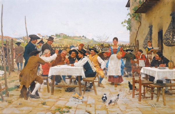 The winning hand  by Raffaello Sorbi - Hand-Painted Oil Painting Reproduction