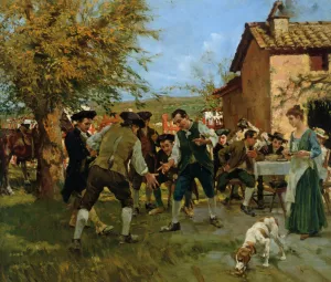 Il Gioco della Morra by Raffaelo Sorbi Oil Painting