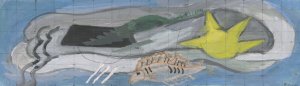 Komposisjon med fisk by Ragnhild Keyser Oil Painting