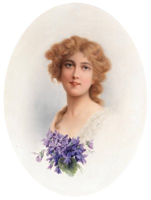 Damenportrait mit Veilchen by Raimund Ritter Von Wichera Oil Painting