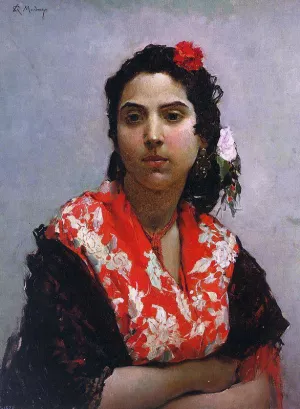 A Gypsy Oil painting by Raimundo De Madrazo y Garreta