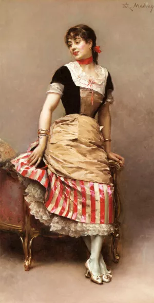 A Portrait of Aline Masson Leaning on a Sofa by Raimundo De Madrazo y Garreta Oil Painting