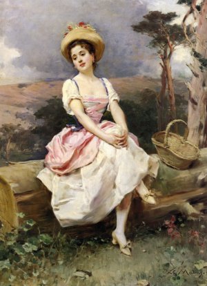 A Rest Along the Way by Raimundo De Madrazo y Garreta Oil Painting