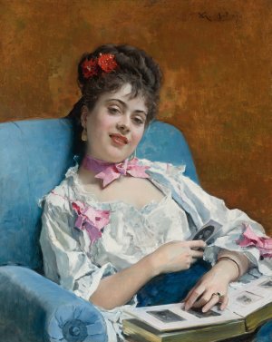 Aline, Album De Familia by Raimundo De Madrazo y Garreta Oil Painting