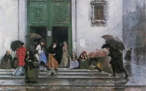 Coming out of Church by Raimundo De Madrazo y Garreta Oil Painting