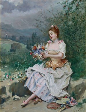 El bouquet de flores by Raimundo De Madrazo y Garreta Oil Painting