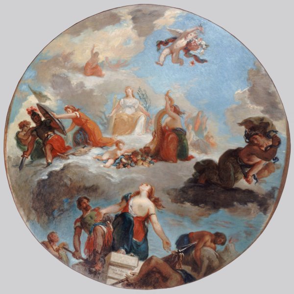 Main Product Photo of La Paix vient consoler les hommes et leur ramene l'Abondance  Painting by Raimundo De Madrazo y Garreta