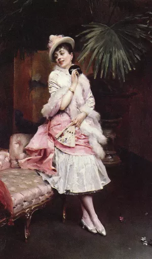 Lady With A Mask by Raimundo De Madrazo y Garreta - Oil Painting Reproduction