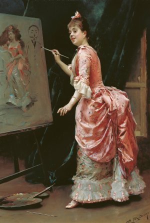Model Making Mischief by Raimundo De Madrazo y Garreta Oil Painting