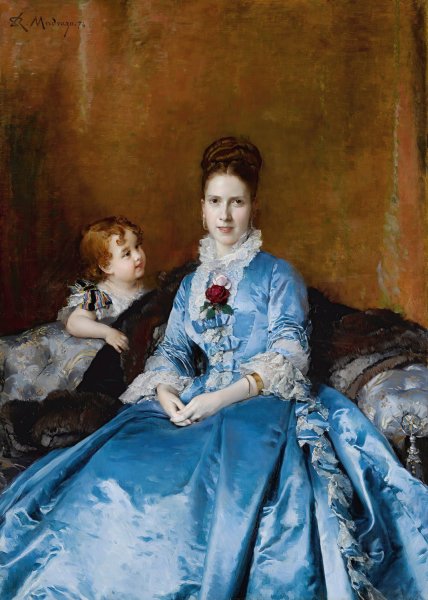 Main Product Photo of Portrait Of Mrs. Clotilde De Candamo And Her Son Carlos  Painting by Raimundo De Madrazo y Garreta