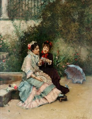 The letter by Raimundo De Madrazo y Garreta Oil Painting