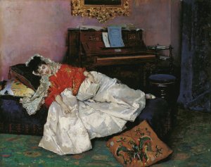 The Reading by Raimundo De Madrazo y Garreta Oil Painting