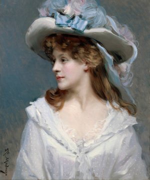 Woman In White by Raimundo De Madrazo y Garreta Oil Painting