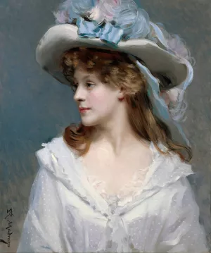 Woman In White by Raimundo De Madrazo y Garreta Oil Painting