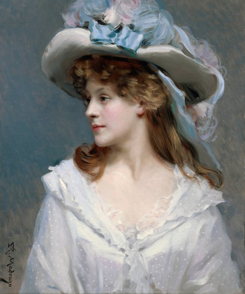 Main Product Photo of Woman In White  Painting by Raimundo De Madrazo y Garreta