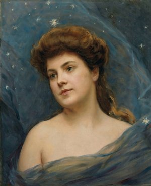 Young woman surrounded by stars by Raimundo De Madrazo y Garreta Oil Painting