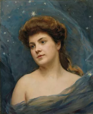 Young woman surrounded by stars by Raimundo De Madrazo y Garreta Oil Painting