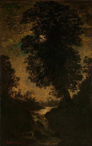 A Waterfall, Moonlight by Ralph Albert Blakelock Oil Painting