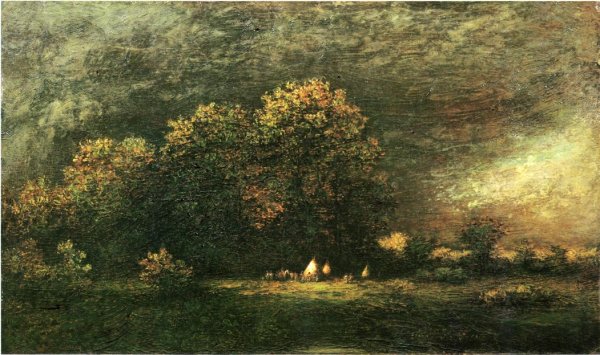 Main Product Photo of Indian Encampment in a Stormy Landscape Painting by Ralph Albert Blakelock