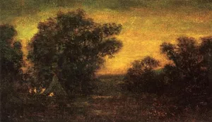 Landscape with Indian Encampment by Ralph Albert Blakelock - Oil Painting Reproduction