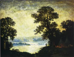 Moonlight, Indian Encampment by Ralph Albert Blakelock - Oil Painting Reproduction