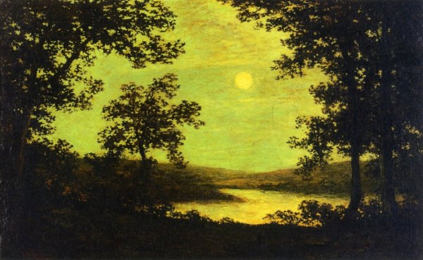 Main Product Photo of Moonlight on the Columbia River Painting by Ralph Albert Blakelock