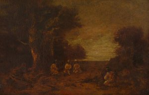 Moonlit Landscape with Indians by Ralph Albert Blakelock Oil Painting