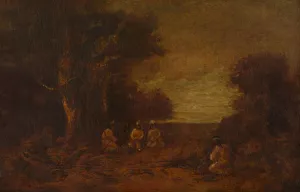 Moonlit Landscape with Indians by Ralph Albert Blakelock Oil Painting