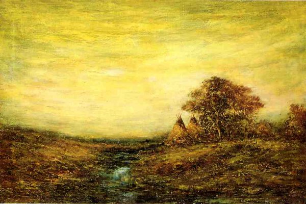 Main Product Photo of Sunset, Indian Encampment Painting by Ralph Albert Blakelock