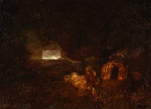 The Canoe Builders by Ralph Albert Blakelock Oil Painting