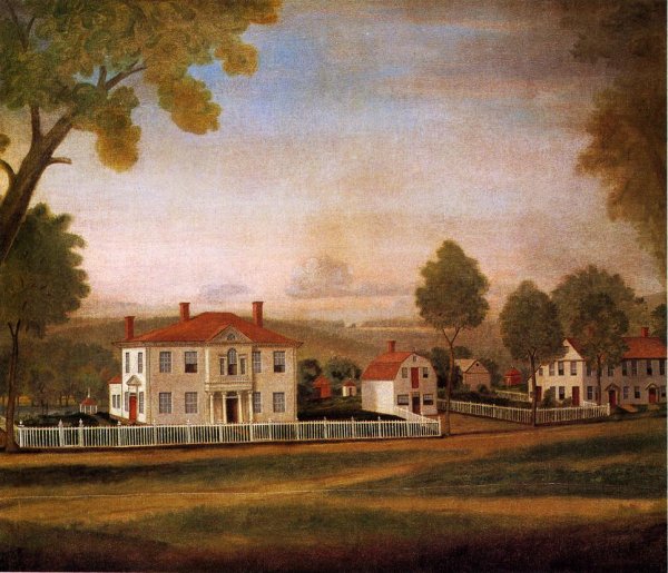 Main Product Photo of Houses Fronting New Milford Green Painting by Ralph Earl