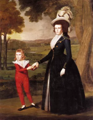 Mrs. William Moseley and Her Son Charles by Ralph Earl Oil Painting