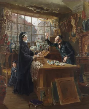 The Old China Shop by Ralph Hedley The Old China Shop by Ralph Hedley Oil Painting