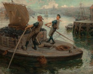 Working on the Tyne, Newcastle by Ralph Hedley Oil Painting