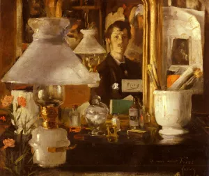 Autoportrait Dans L'Atelier by Ramon Casas i Carbo Oil Painting